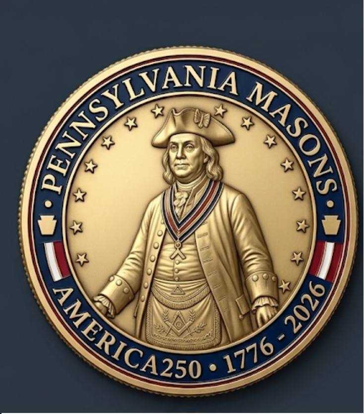 America250 Challenge Coins (Set of 2) - Image 3. Traveling Ashlar Masonic shirt club