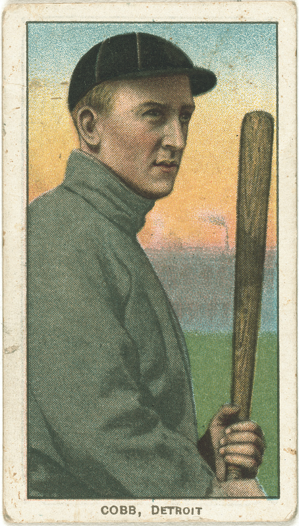 Ty Cobb Detroit Tigers baseball card portrait, 1909, Library of Congress