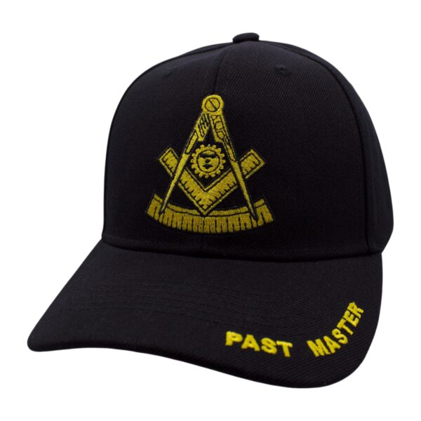 Black Past Master Fellowship cap with embroidered emblem