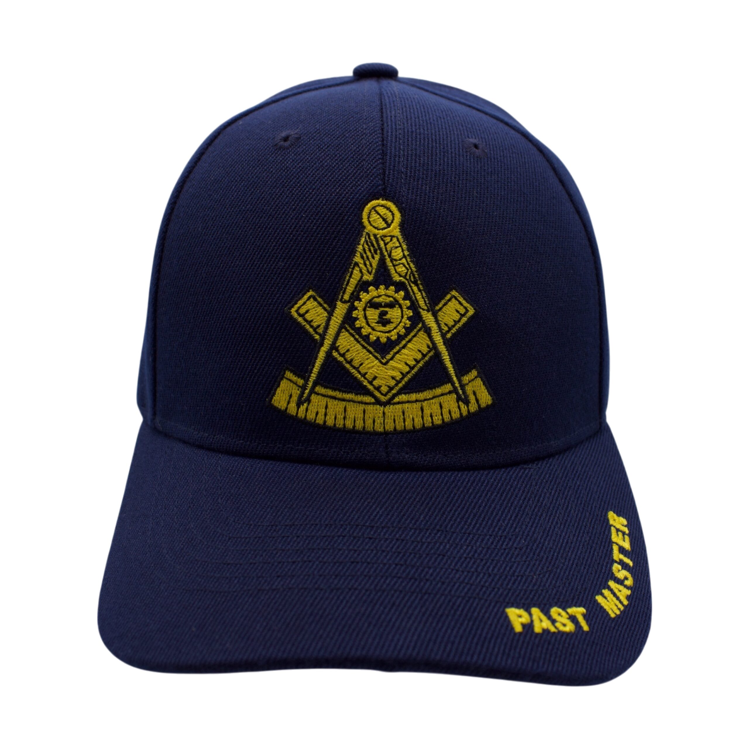 Navy blue Past Master Fellowship embroidered baseball cap additional view. Traveling Ashlar Masonic shirt club