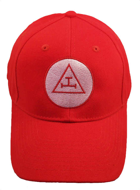 Red embroidered Royal Arch Mason cap supplied in sets of six