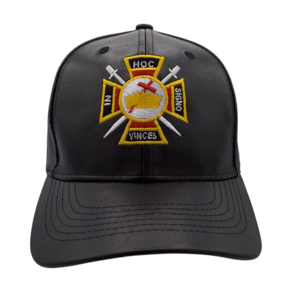 Black Knights Templar PU leather embroidered baseball cap