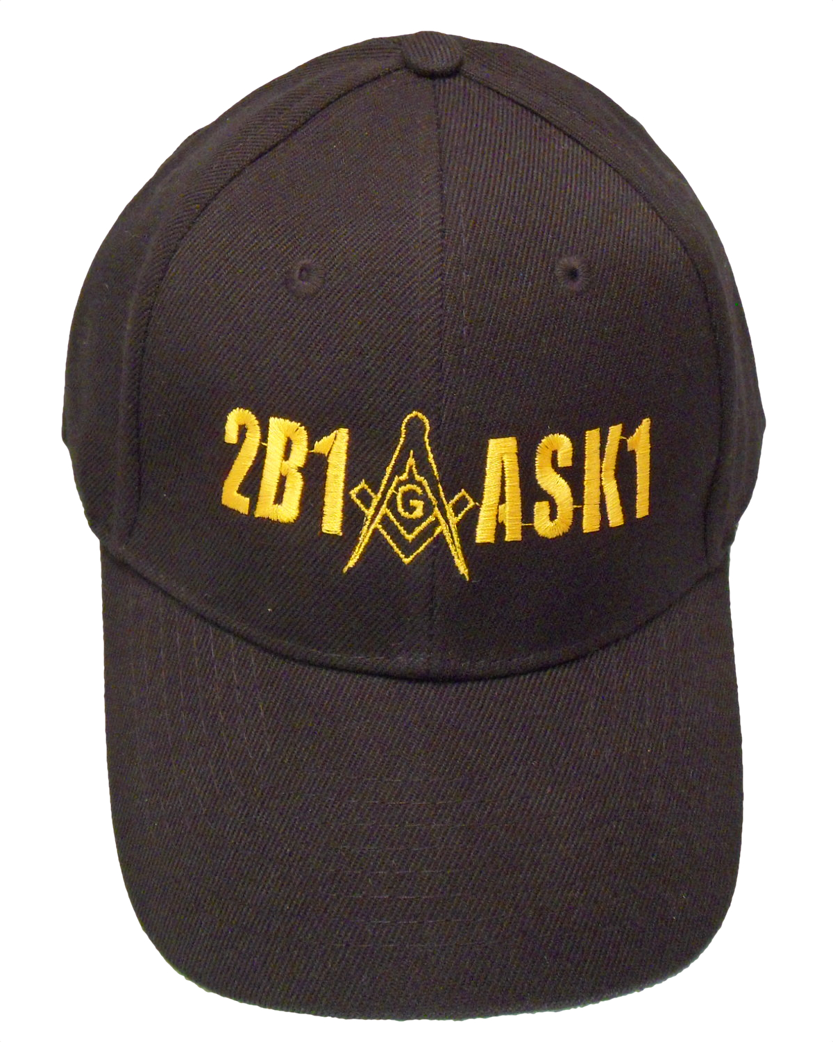Black embroidered 2B1 ASK1 Masonic cap supplied in a set of six. Traveling Ashlar Masonic shirt club product photo