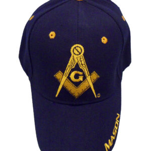 Navy blue embroidered Masonic Square and Compasses cap