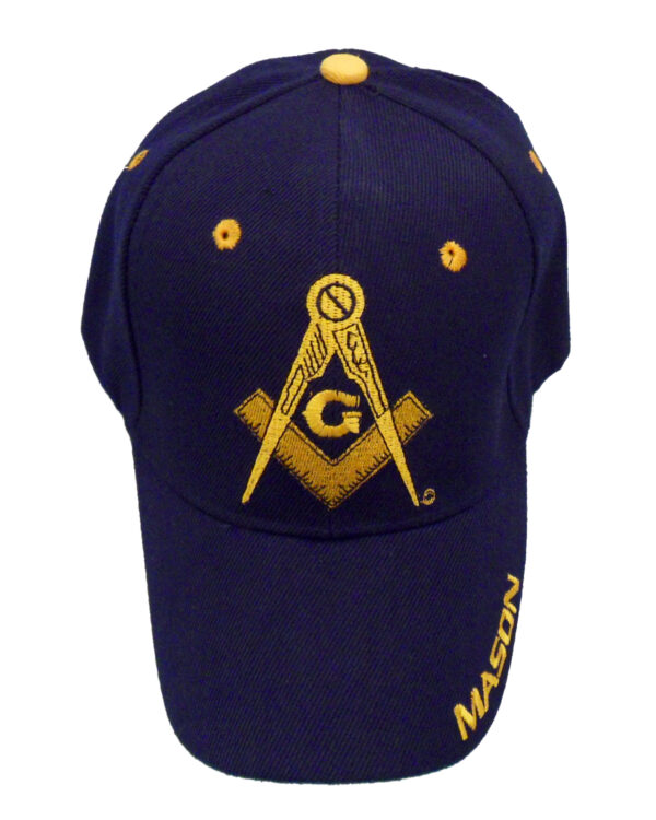 Navy blue embroidered Masonic Square and Compasses cap