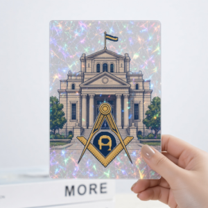 Custom Masonic hologram held in hand