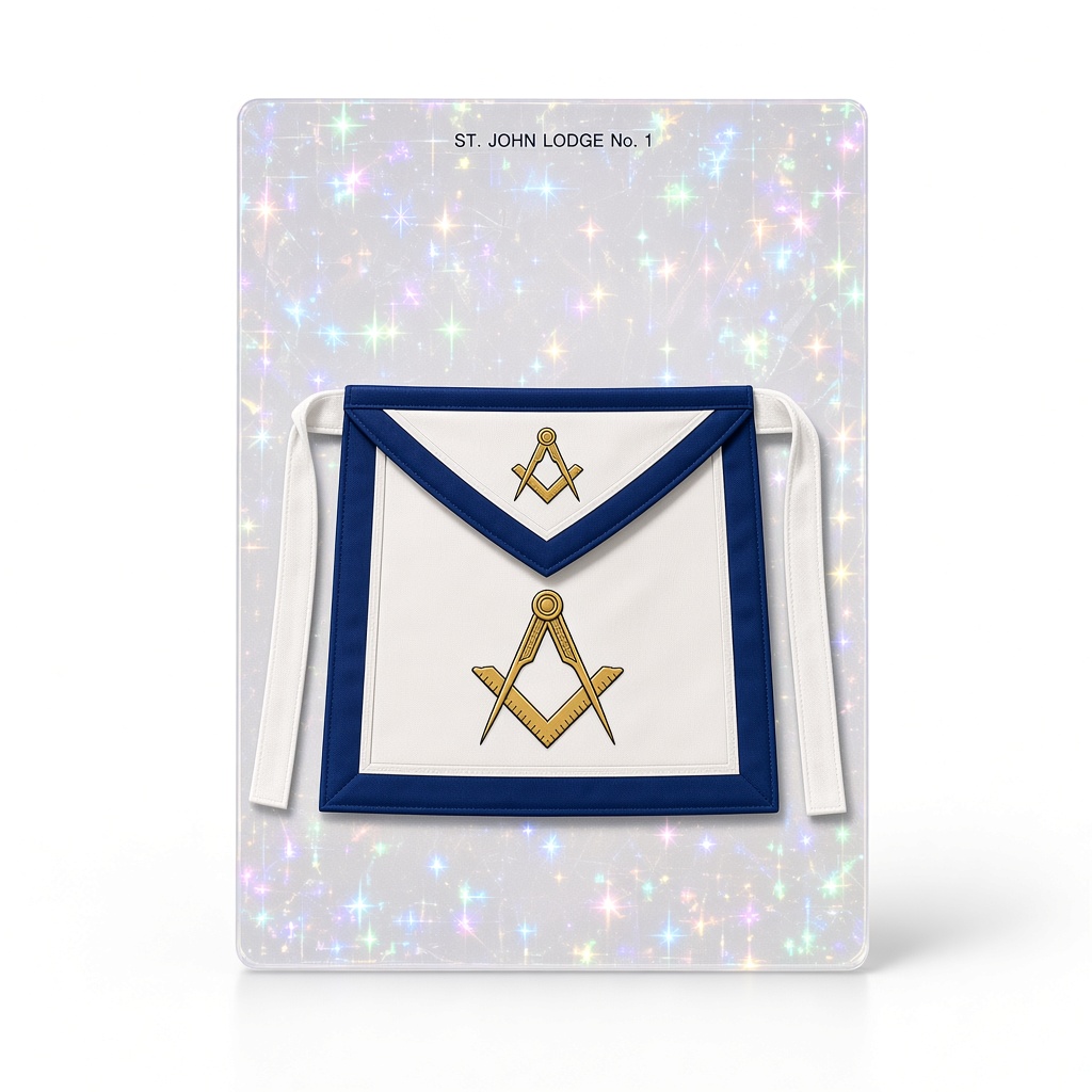 Apron Legacy style printed on a holographic acrylic card.