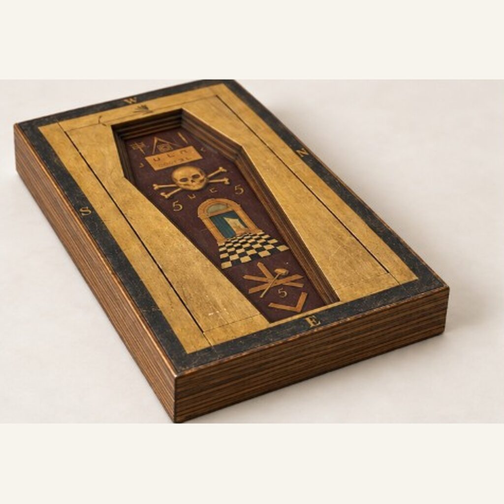 Masonic tracing board showing five-layer wooden depth